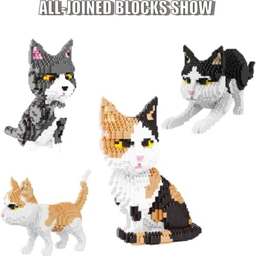 Kid Educational Building Block Cat 3D DIY Model For Friends Gift Mini Bricks Toys Childrens Birthday Gifts