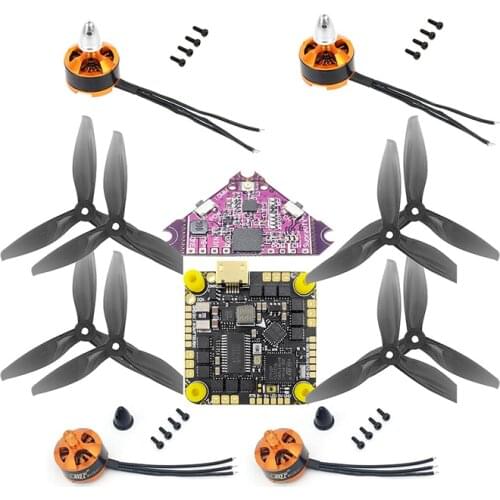 F411 35A AIO 2S-6S Flight Controller w 1806 2400kv CW CCW Motor/5.8G 40CH VTX/4032 3-Paddle Propeller for DIY RC Quadcopter