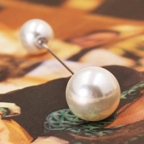 Korean Fashion Simple Double-head Pearl Brooch Caridgan Lapel Pin V Collar Pins and Brooches Scraf Buckle for Women Accessories