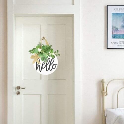 Round Wood Hello Sign Front Door Decor Rustic Farmhouse Porch Decoration Home ing Sign Door er Wreaths White