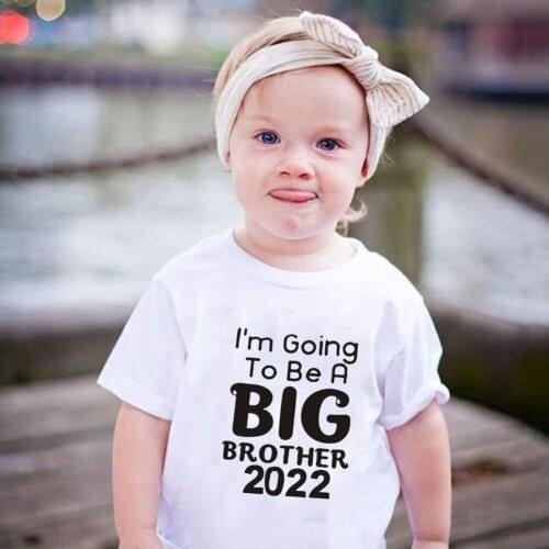 Hot sale infant toddler baby boys short sleeve t shirts i'm going to be a big brother 2022 tee tops clothes white casual t