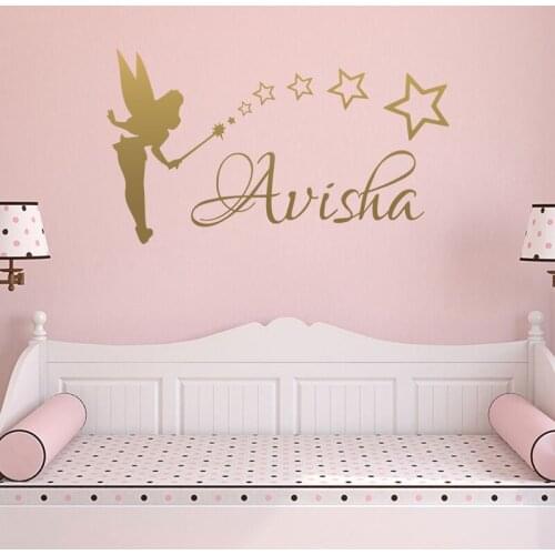 Cartoon Elf Wall Stickers Personalized Custom Names Vinyl Decals Elves Stars Kids Room Decoration Babys Bedroom Art Mural Decor