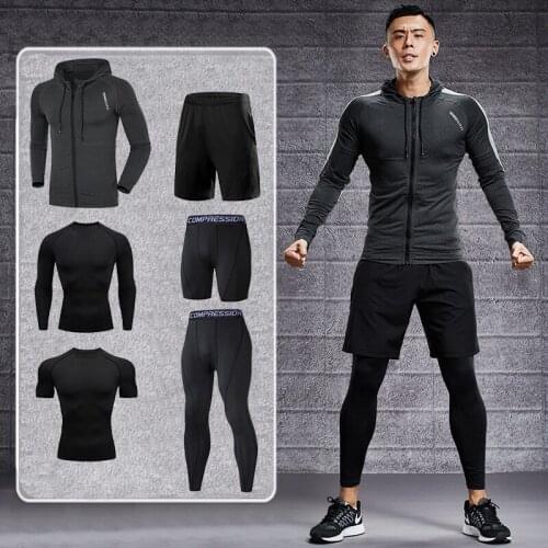 Mens Training Sportswear Set Gym Fitness Compression Sport Suit Jogging Tight Sports Wear Clothes 4XL5XL Oversized Male