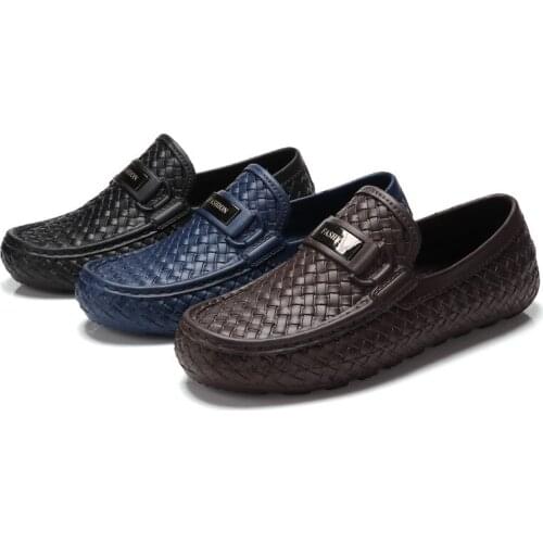 Mens Waterproof Casual Shoes Soft Sole Sports Loafers Kitchen Work Non-Slip Rain Boots Outdoor Wading Driving Shoes Black