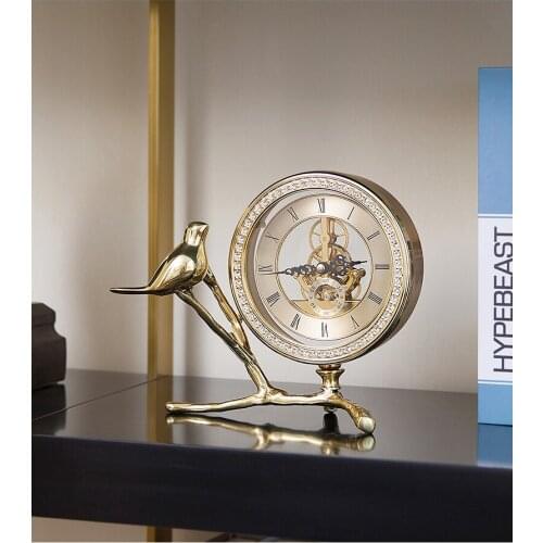 New Creative Exclusive Design Copper Brid Retro Home Decoration Accessories Table Clock