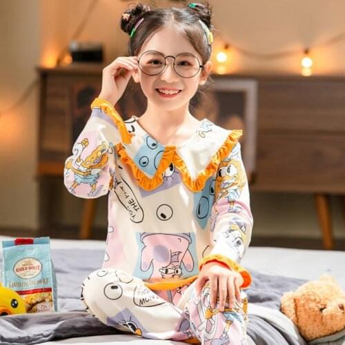 New Pajamas Set for Kids Spring Autumn Children Nightwear Long Sleeve Baby Girls Clothes Set Cartoon Full Kids Homewear Suit