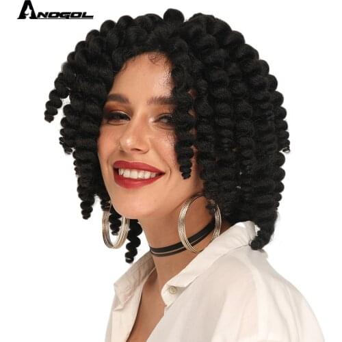 ANOGOL Brand New Style Short Curly Futura Fiber Black Synthetic Lace Front Wig with Baby Hair Bouncy Unique for Women