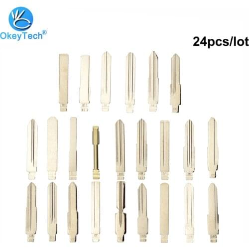 OkeyTech 24pcs/lot KD Remote Key Blade For VW Audi Ford Toyota Nissan Peugeot B NB Series Replacement Uncut Blank Metal Blades