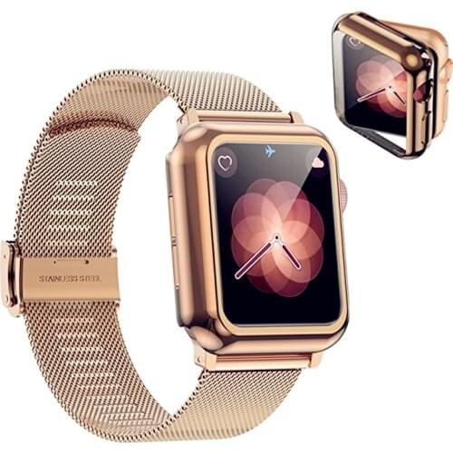 Mesh Strap For Apple Watch SE Series 6 Band 44mm 40mm Screen Protector Case For iWatch 5 4 Applewatch 3 42mm 38mm Bracelet