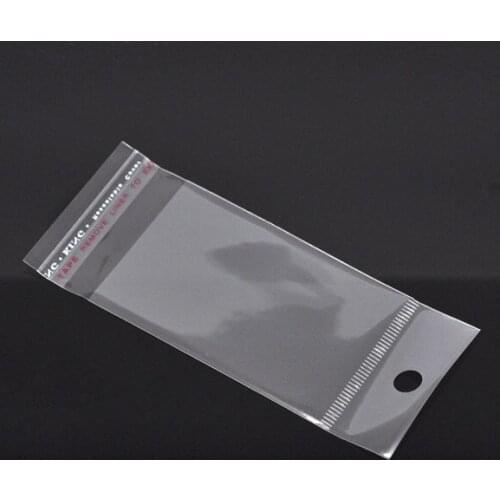 Free shipping-300Pcs Clear Self Adhesive Seal Plastic Bags With Hang Hole 11.5x5cm (The available space is about 7x5cm) M00832