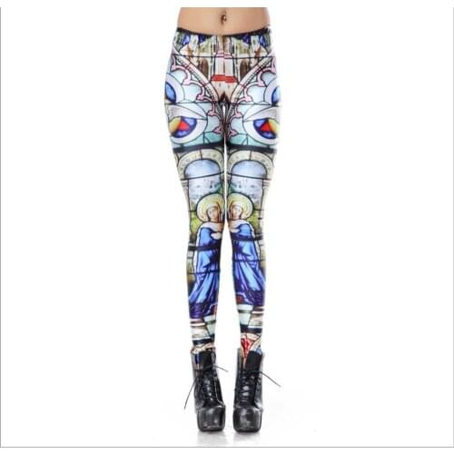 SzBlaZe Brand Fashion Womens Church Printing Leggings Sexy Slim Funny Cosplay legging Digital animation Pencil Pant