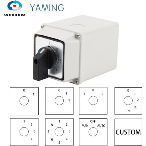 20A Universal Conversion Selector With Box LW26-20/4 Four Poles Rotation Selection Waterproof Control Circuit Cam Switch