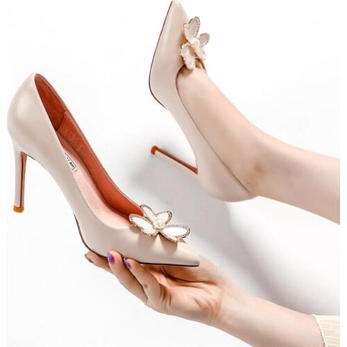 Spring pointed stiletto high-heeled rhinestone flowers bridal wedding shoes banquet dress large size small size womens shoes