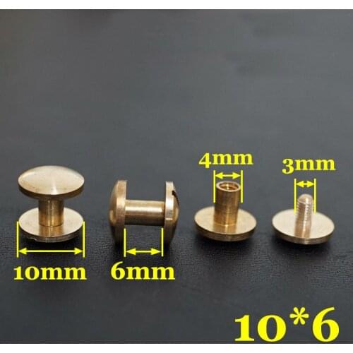 50pc Q2-10x6 Solid Brass belt screw Chicago Screw Leathercraft