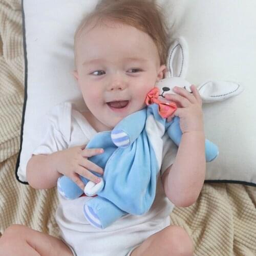 W3JF Baby Soother Appease Towel Cute Animal Doll Teether Soother Bib Saliva Towel Toy