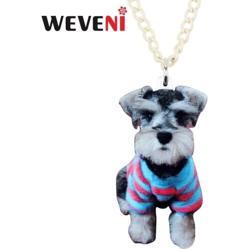 WEVENI Acrylic Mini Schnauzer Dog Necklace Pendant Choker Chain Animal Pets Jewelry For Women Girls Ladies Bijoux Femme Gift New