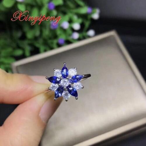 Xin yi peng 925 silver inlaid natural sapphire ring Fashion beautiful woman ring
