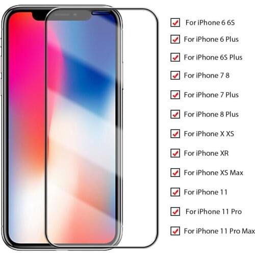 Full Curved Edge Protective Film on the For iPhone 7 8 6 6S Plus Screen Protector For iPhone 11 Pro X XS Max XR Tempered Glass