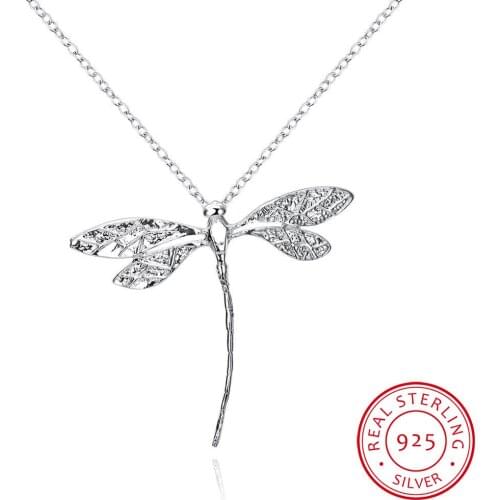 New Fashion 925 Silver Jewelry Long Dragonfly Pendants Necklaces 20" Chains For Women ValentineS Day Gifts