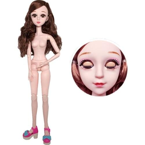 1/3 60cm Blinking Doll Naked Body 21 Moveable Joints 3D Real Eyes Female Figure Body Doll DIY Toys Gifts For Girls