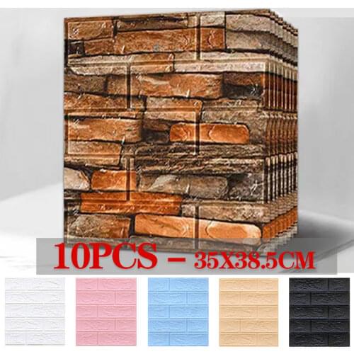 3D Brick Wall Stickers Wallpaper Self-Adehesive Brick PE Foam Stone Embossed Wall Cover for Kids Childrens Room Living Room
