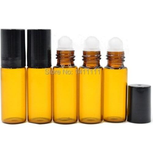 1000pcs/lot Refillable 5ml 1/6oz ROLL ON AMBER GLASS BOTTLES ESSENTIAL OIL Glass Roller ball Aromatherapy Bottle BY DHL FREE