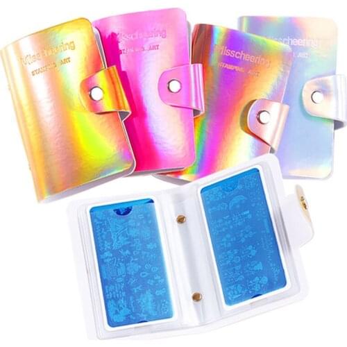 20 Slots Nail Art Stamp Plate Stamping Plates Holder Storage Bag Durable PU Leather Cases Stamp Bag Organizer