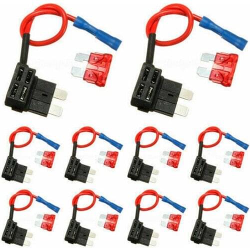 5 Pack 12V Small Size Car Fuse Holder Add-a-circuit TAP Adapter with 10A Standard ATM Blade Fuse Box Take Electrical Appliances