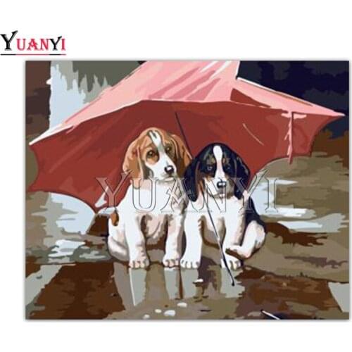 5D DIY Diamond painting Cross stitchdog umbrella Full Round Diamond mosaic Full Square Diamond embroidery