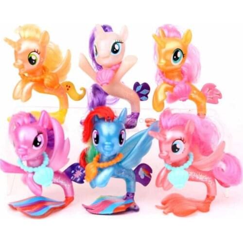 6pcs My Little Pony Toys Set Magic Rainbow Dash Unicorn Rarity Mini Pony PVC Action Figure Birthday Gifts Toys for Children M05