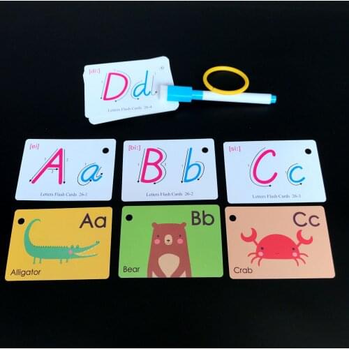 English Flash Card WIth Pen Alphabet Early Learning Development Educational Toy For Kids Gift With Buckle