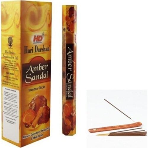 Amber Sandalwood & Amber Wood Fragrance 20 Pcs Stick Incense 1 Pcs Kayak Incense Burners gift