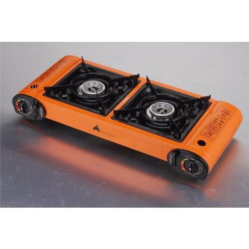 Double protable gas stove,camping gas grill+BBQ pan/plate +box,outdoor gas grill, gas burner