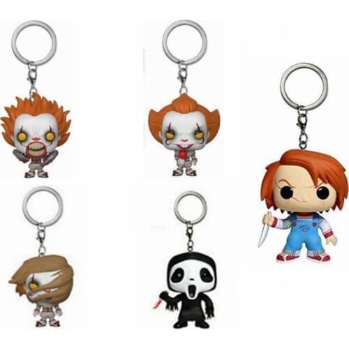 NEW IT Pennywise Scream Ghost Face Chucky Pocket Keychain Action Figure Collection Toys for Children Christmas Gift