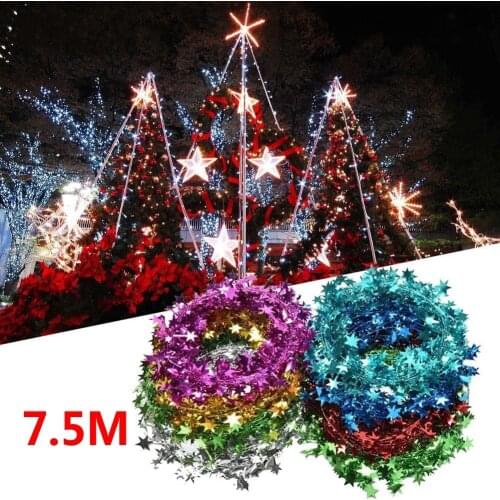 1/3PCS 7.5M Christmas Tree Hanging Star Pine Tinsel Stars Rattan Garland Christmas Party Wedding Xmas Decor Ornament Decoration