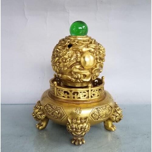 China brass Geomantic omen recruit wealth lion crafts statue