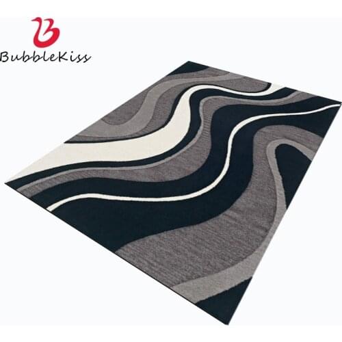Bubble Kiss European Style Black Grey Stripe Pattern Carpet Home Living Room Decor Customized Area Rugs Anti-wrinkle Floor Mats