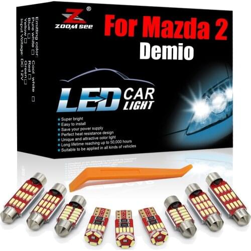 Performance White Canbus LED Interior Kit 11pcs For Mazda 2 Demio 2014+ Error Free Car Ceiling Reading Trunk Dome Map Light Lamp