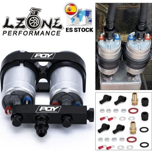 LZONE - One piece Double hole fuel pump bracket with PQY logo + Two pieces 044 fuel pump 300LPH JR-LD2642+FPB044