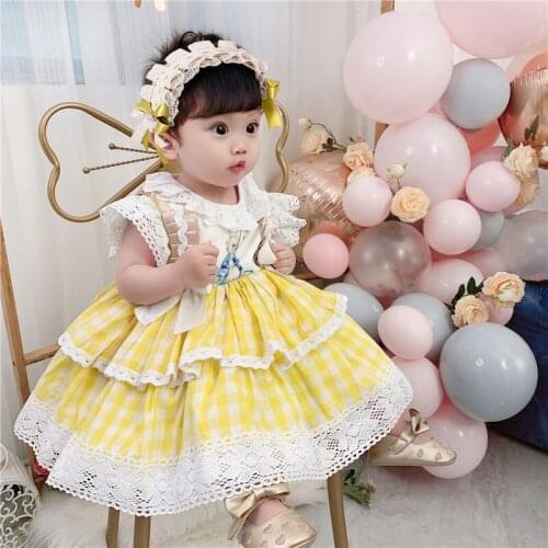 Cute Baby Girl Summer Lacework Vintage Gown Spanish Lolita Princess Dress For Girls Birthday Easter Party Casual Dress DL6053