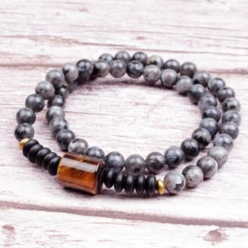 Handmade Multilayer Natural Tiger Eye & Natural Black Flash stone Bracelet Men Black Bracelet Women Spiritual Bracelets