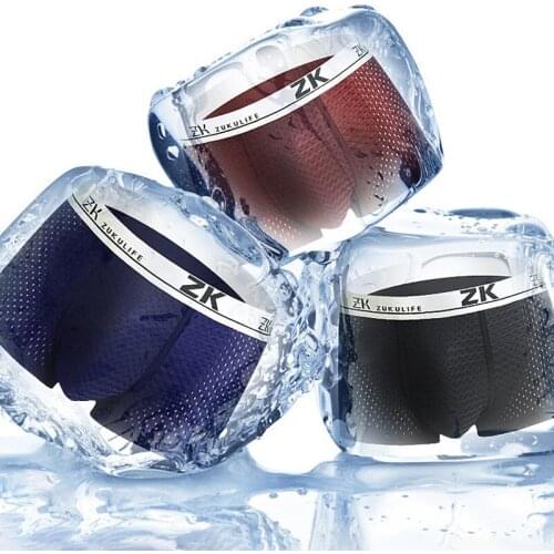 Q Mens Hemp Flat Antibacterial Underwear Brand-new Ice Silk Cool and Heat Dissipation Seamless Breathable Elastic Underpants