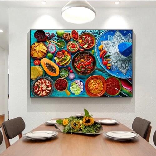 Kitchen Theme Wall Art Posters and Prints Mexican Food Canvas Paintings on The Wall Art Cuadros Canvas Pictures for Home Decor