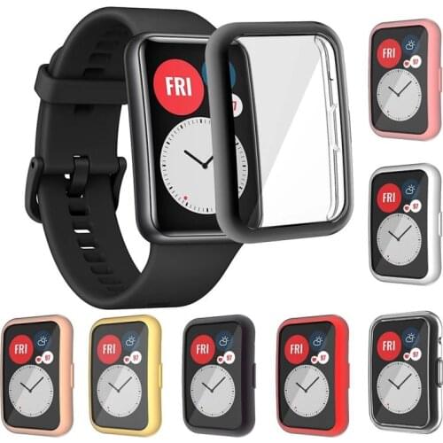 New TPU Soft Full Screen Glass Protector Case Shell Edge Frame For Huawei Watch Fit Strap Band Protective Bumper Cover