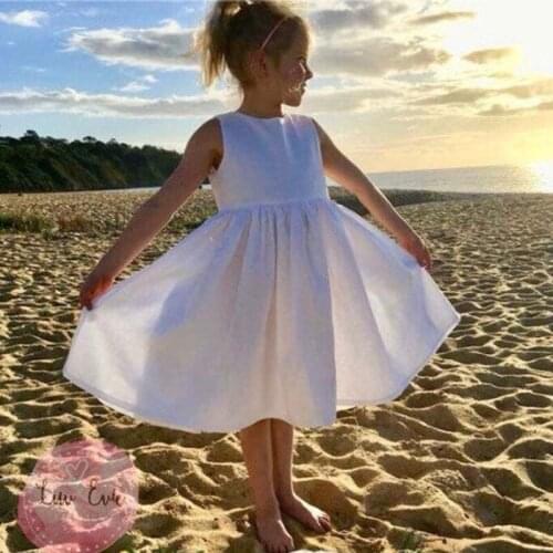 New 2021 Summer Kids Dresses For Girls Princess Dresses Kids Girl Pure Color Dress Sleeveless Dress 1-5Years Old
