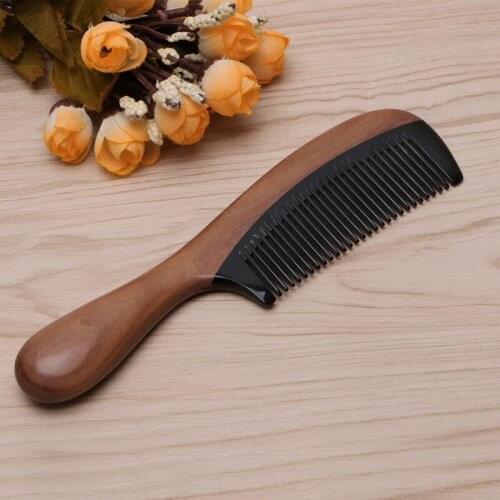 Pro Natural Ox Horn Green Sandalwood Fragrant Comb Wooden Handle Combs Hair Care 95AC