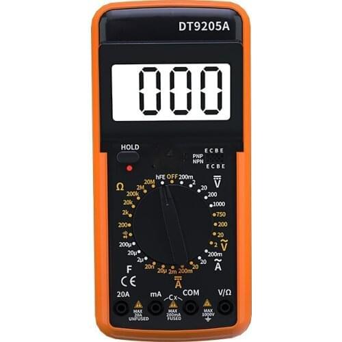 Power Tool Handheld Digital Multimeter True RMS Voltmeter Transistor Tester Manual Range AC DC Ohm Capacitance Diode Test Tool