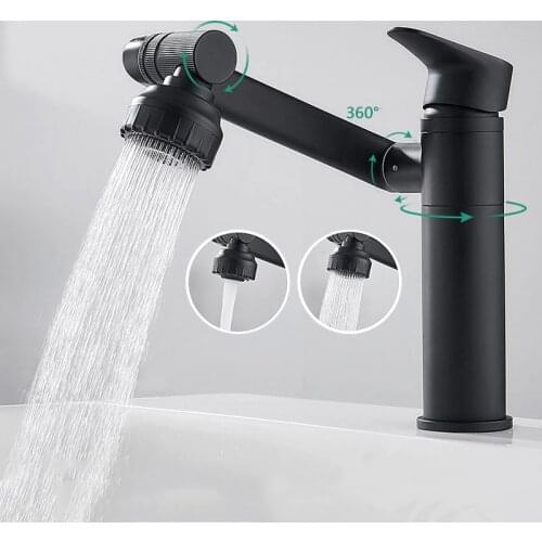 Brass Bathroom Basin Faucet 360 Degree Swivel Single Handle Sink Water Crane Tap Mixer Hot Cold Deck Mounted Kitchen Accessories