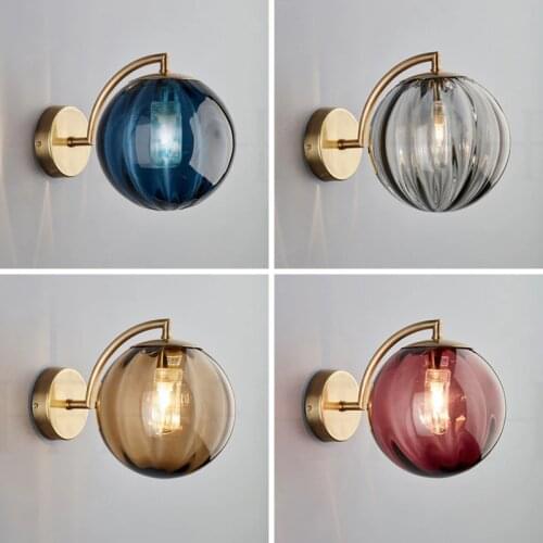 Modern Glass Wall Lamp Led Wall Light Gold Fixtures for Home Decor Bedroom Bathroom Restaurant Light Nordic Sconce E14 Luminaire