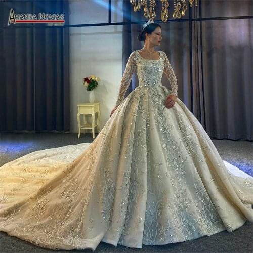 Amanda Novias wedding dress real work photos handsew full beading luxury bridal dress